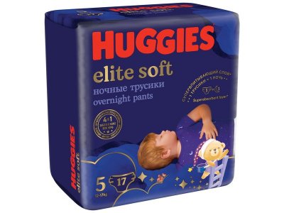 Подгузники-трусики Huggies Elite Soft ночные 5 12-17 кг, 17 шт. 1-00251472_2