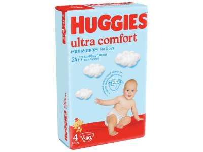 Подгузники Huggies Ultra Comfort для мальчиков 4 8-14 кг, 80 шт. 1-00103161_2