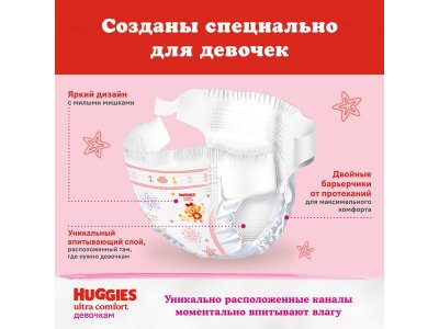Подгузники для девочек Huggies Ultra Comfort 5, 12-22 кг, 56 шт. 1-00007175_8