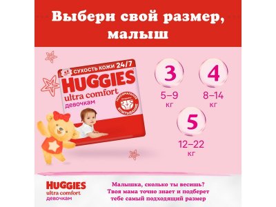 Подгузники для девочек Huggies Ultra Comfort 4, 8-14 кг, 66 шт. 1-00007173_4