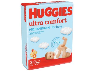 Подгузники Huggies Ultra Comfort для мальчиков 3 5-9 кг, 94 шт. 1-00103159_2