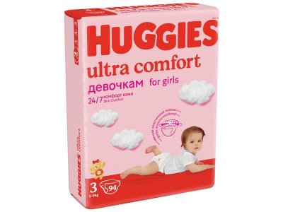 Подгузники Huggies Ultra Comfort для девочек 3 5-9 кг, 94 шт. 1-00103160_2