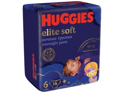 Подгузники-трусики Huggies Elite Soft ночные 6 15-25 кг, 16 шт. 1-00251473_2