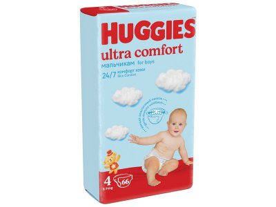 Подгузники для мальчиков Huggies Ultra Comfort 4, 8-14 кг, 66 шт. 1-00007172_14