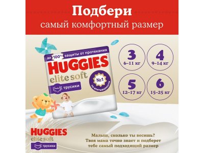 Подгузники-трусики Huggies Elite Soft 5 (12-17 кг), 34 шт. 1-00375846_7
