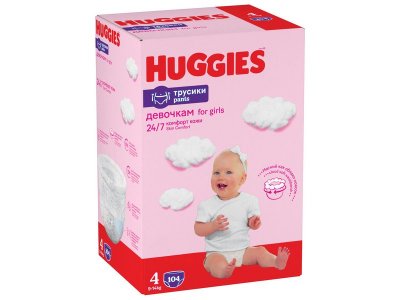 Подгузники-трусики для девочек Huggies 4 9-14 кг, 104 шт. 1-00228102_6