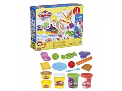 Набор Play-Doh Kitchen Creations: Кафе мороженое/Кексы на десерт/Закуски и бутерброды/Поп-корн и кон 1-00425555_5