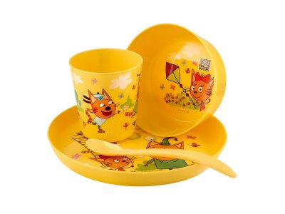 Набор детской посуды Roxi-Kids Три Кота Каникулы (тарелка, миска, стакан и ложка) 1-00426729_1