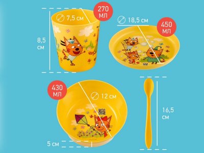 Набор детской посуды Roxi-Kids Три Кота Каникулы (тарелка, миска, стакан и ложка) 1-00426729_4