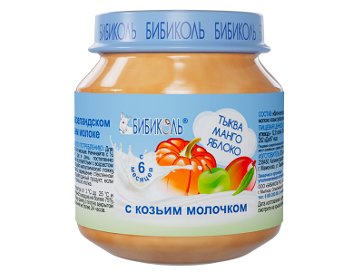 Пюре Бибиколь Тыква, манго, яблоко с козьим молочком 100 г 1-00427083_1