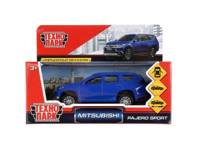 Машина Технопарк Mitsubishi Pajero Sport, двери, багажник, инер, металл 12 см 1-00427356_1