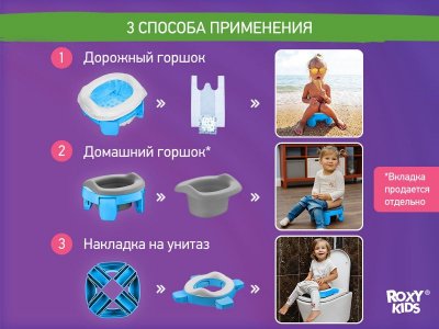 Горшок дорожный Roxy-Kids HandyPotty 2 в 1 с тремя пакетами 1-00162276_15