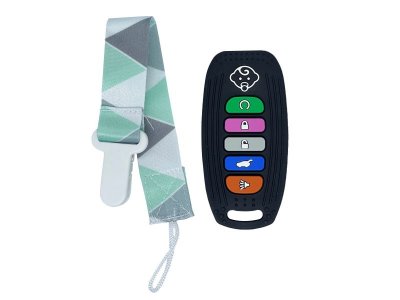 Прорезыватель Roxy-Kids силиконовый Пульт-брелок для авто, с держателем черный 100428377