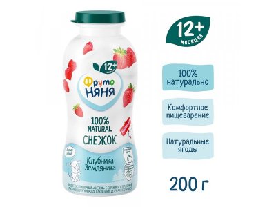 Продукт кисломолочный ФрутоНяня Снежок с клубникой и земляникой 2,0% 200 г 1-00428385_5