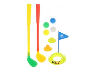 Набор для гольфа Гольф 2 клюшки, 4 мячика, 1 лунка, 2 подставки для мяча 1-00429829_1