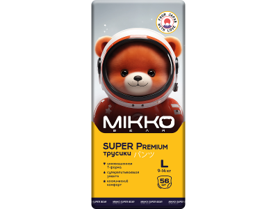 Подгузники-трусики Mikko bear Super Premium L (9-14 кг) 56 шт. 1-00431210_1