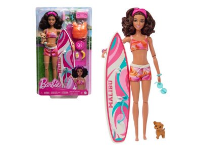 Кукла Barbie Beach Day занимается Сёрфингом, с аксессуарами, доской для сёрфинга и фигуркой собаки 1-00431418_2