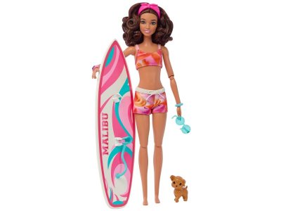 Кукла Barbie Beach Day занимается Сёрфингом, с аксессуарами, доской для сёрфинга и фигуркой собаки 1-00431418_1