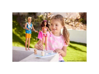 Кукла Barbie Beach Day занимается Сёрфингом, с аксессуарами, доской для сёрфинга и фигуркой собаки 1-00431418_7