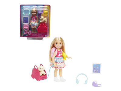 Кукла Barbie Chelsea Путешествие Челси, фигурка собачки и 6 аксессуаров 1-00431424_2