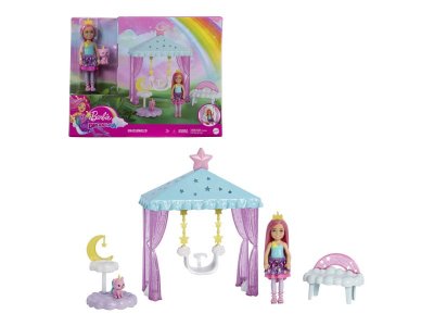 Кукла Barbie Dreamtopia Волшебные качели Челси с аксессуарами, фигурка животного, столик, лавочка и 1-00431425_2