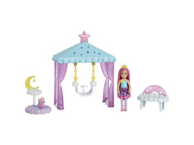 Кукла Barbie Dreamtopia Волшебные качели Челси с аксессуарами, фигурка животного, столик, лавочка и 1-00431425_4