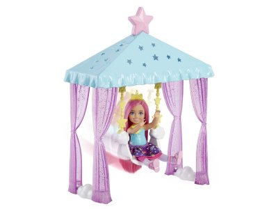 Кукла Barbie Dreamtopia Волшебные качели Челси с аксессуарами, фигурка животного, столик, лавочка и 1-00431425_1