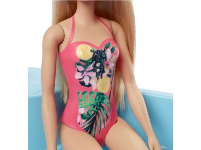 Кукла Barbie Pool Бассейн с горкой, с аксессуарами, игрушечное пляжное полотенце, бассейн и горка 1-00431432_7