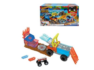 Автотрек Hot Wheels Monster Trucks Пожарная тревога, с 1 машинкой Монстр Трак, 1:64 и 2 препятствиям 1-00431472_2