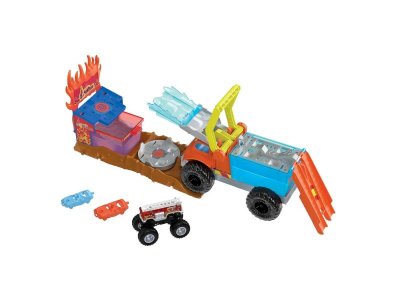 Автотрек Hot Wheels Monster Trucks Пожарная тревога, с 1 машинкой Монстр Трак, 1:64 и 2 препятствиям 1-00431472_4