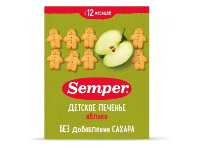 Печенье Semper детское с яблоком 80 г 1-00432053_1