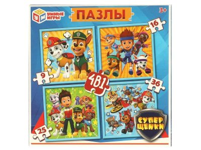 Пазл Умные игры 4 в 1 Суперщенки 9-16-25-36 деталей 1-00432078_1