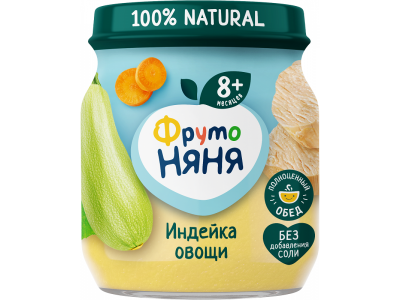 Пюре Фрутоняня индейка с овощами Полноценный обед, 100 г 1-00126226_1