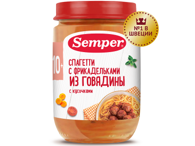 Пюре Semper, Спагетти с фрикадельками из говядины 190 г 1-00312620_1