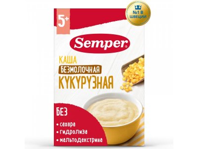 Каша Semper, безмолочная кукурузная 180 г 1-00312629_1