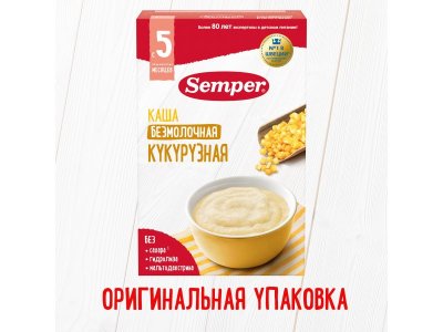 Каша Semper, безмолочная кукурузная 180 г 1-00312629_9