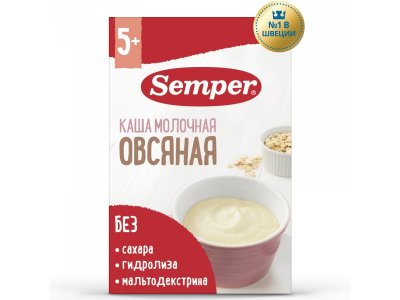 Каша Semper молочная Овсяная 180 г 1-00355126_1