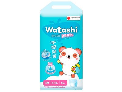 Подгузники-трусики Watashi размер М (6-10 кг) jumbo-pack 46 шт. 1-00433104_1