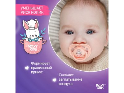 Пустышка Roxy-Kids Bunny ортодонтическая силиконовая с футляром, 6-18 мес, 2 шт. 1-00433122_2