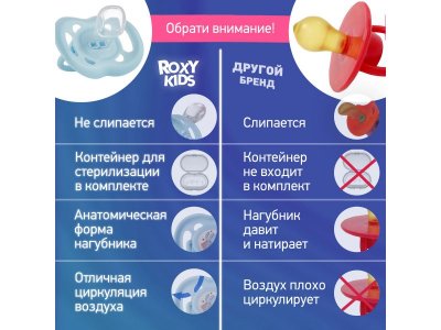 Пустышка Roxy-Kids Scandi ортодонтическая силиконовая с футляром, 6-18 мес, 2 шт. 1-00433124_9