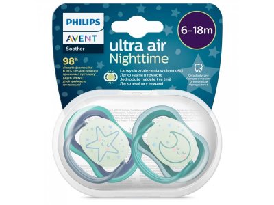 Пустышка Philips Avent ultra air night силиконовая светящаяся с футляром, 6-18 мес, 2 шт. 1-00433304_2