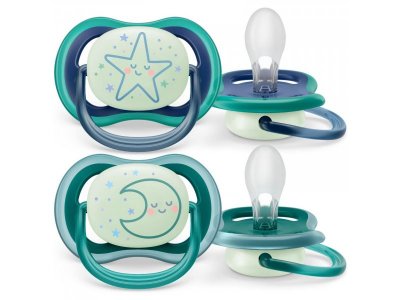 Пустышка Philips Avent ultra air night силиконовая светящаяся с футляром, 6-18 мес, 2 шт. 1-00433304_1