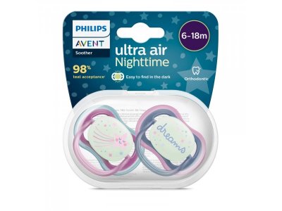 Пустышка Philips Avent ultra air night силиконовая светящаяся с футляром, 6-18 мес, 2 шт. 1-00433305_5