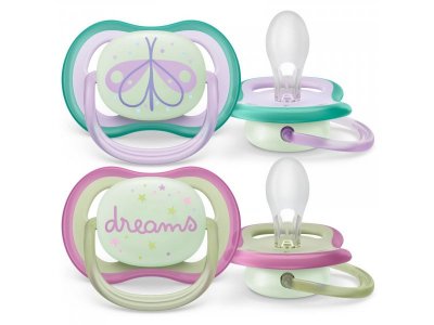 Пустышка Philips Avent ultra air night силиконовая светящаяся с футляром, 0-6 мес., 2 шт. 1-00433306_1