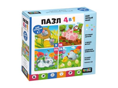 Пазл Origami Baby Games 4в1 Милые животные (9-16-25-36) 1-00433521_1