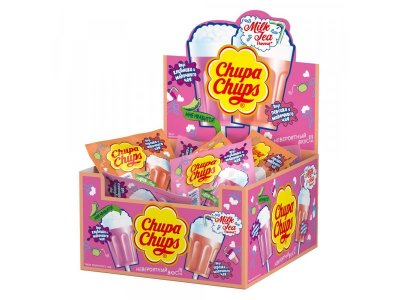 Карамель Chupa Chups Молочный чай со вкусом клубники и персика 15 г 1-00433549_2