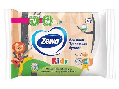 Влажная туалетная бумага Zewa Kids, 40 шт. 1-00433550_1