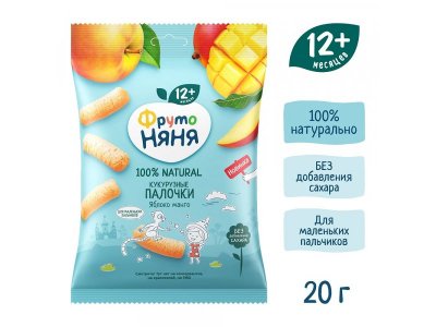 Палочки кукурузные ФрутоНяня яблоко, манго, 20 г 1-00433984_4