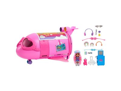 Кукла Barbie Extra Fly Minis Розовый самолёт с аксессуарами для путешествий и самолётом, 9 см 1-00434072_1