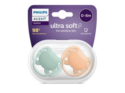 Пустышка Philips Avent ultra soft силиконовая с футляром, 0-6 мес, 2 шт. 1-00433307_2